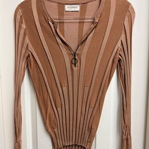 Women's Italian Mauve Colored Ribbed Top